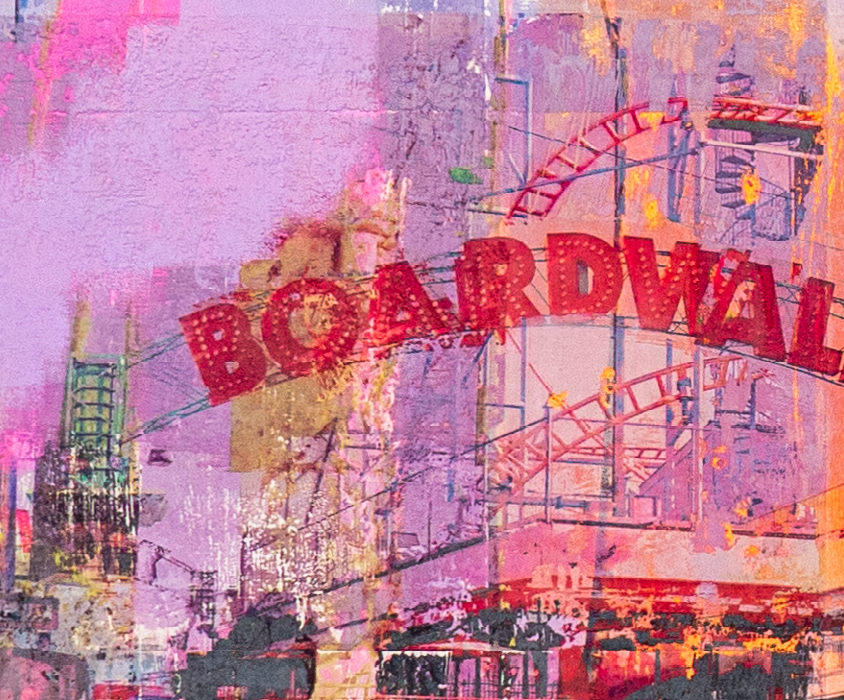 artwork mixed media collage santa cruz boardwalk amusement park california image section